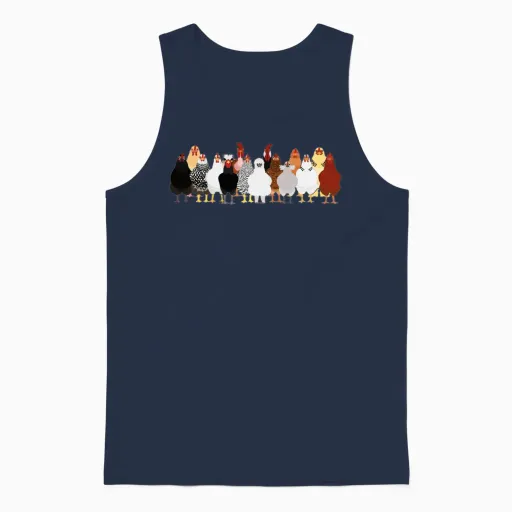 Women Chicken Shirt Chicken Bird Lovers Unisex Tank Top in Navy