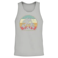 Retro Sunset Palm Tree Unisex Tank Top - Ash – 2
