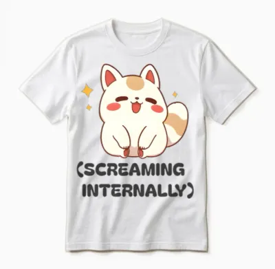 Screaming Internally - Kawaii Anxiety Humor Unisex T-Shirt - White