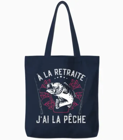 A La Retraite J'ai La Pêche Humour Fisherman Man Gift T-Shirt, Black Tote Bags - Navy