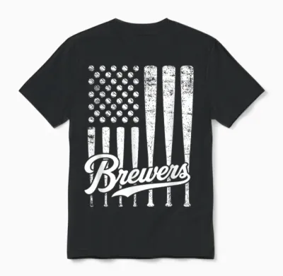 Vintage Brewers Baseball American Us Flag for Men Women Unisex T-Shirt - Black