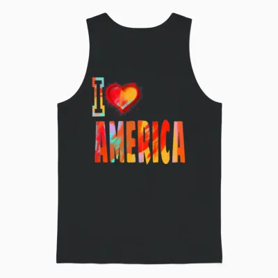 I Love America Unisex Tank Top - Black