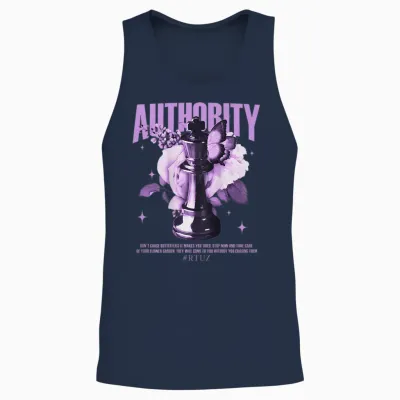 Modern Hip Hop Vintage Graffiti Urban Backprint Streetwear T-Shirt, Black Unisex Tank Top - Navy