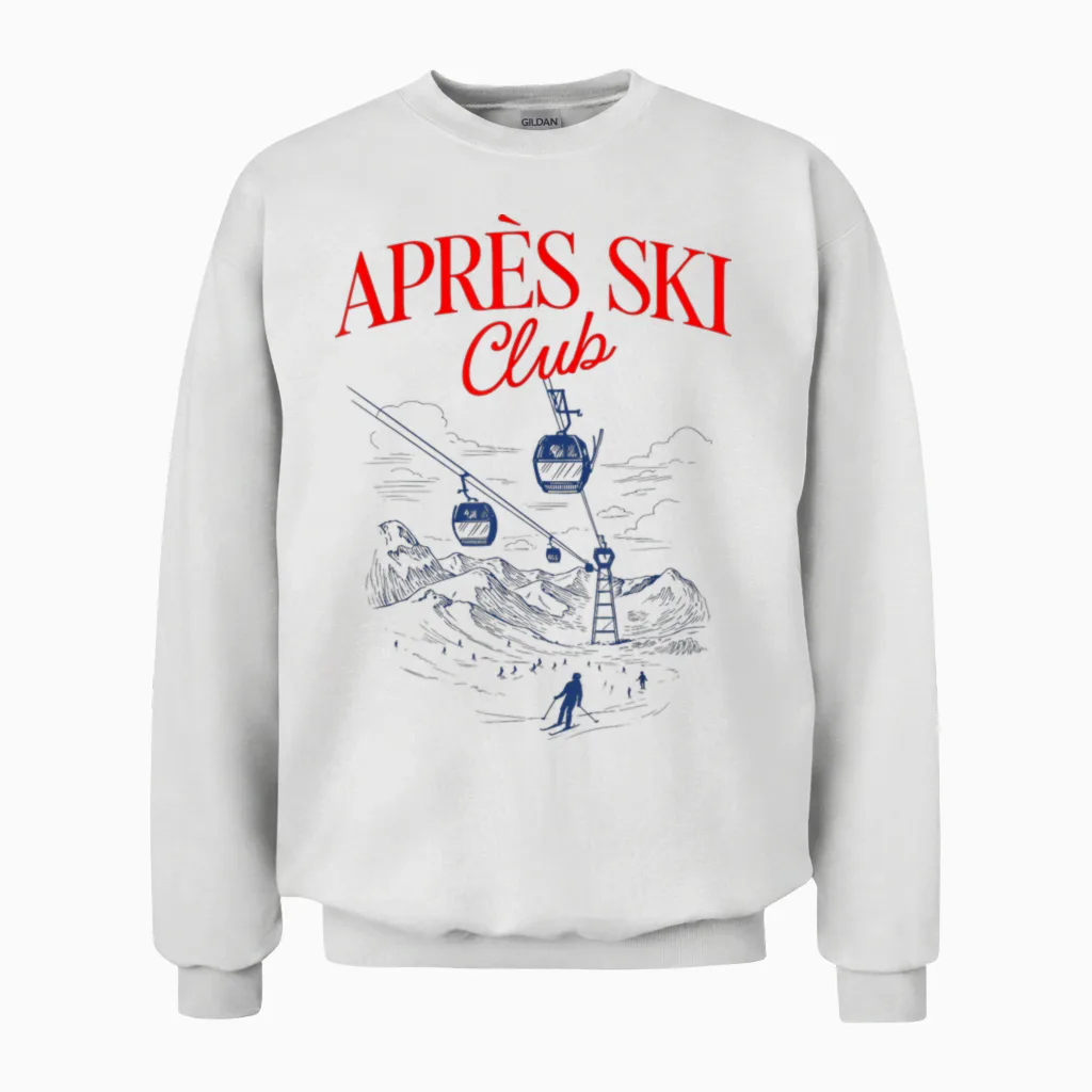 Après Ski Club X Skier Skier Illustration Ski Unisex Sweatshirt in White