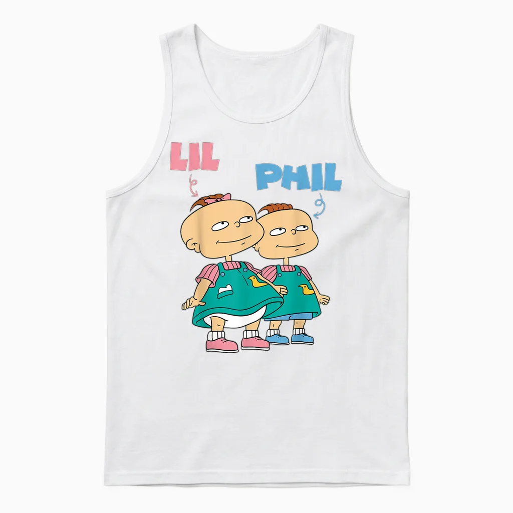 Mademark X Rugrats - Lil and Phil “the Deville’s” Twins Rugrats Unisex Tank Top in White