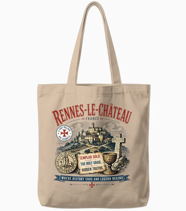 Rennes-Le-Château France Vintage - Saint Graal & Chevaliers Tote Bags in Natural