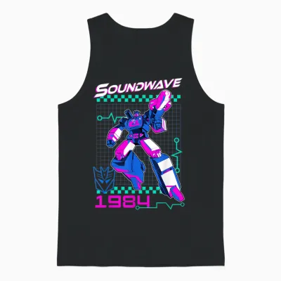 Transformers Soundwave 1984 Retro Grid Logo Unisex-Adults T-Shirt - Black - Small Unisex Tank Top - Black