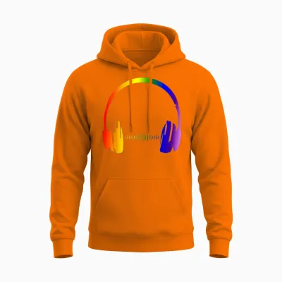 Bunte Kopfhörer Regenbogen Party Techno Radio Nachtclub Dj Unisex Hoodie - Safety Orange