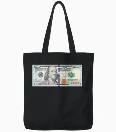 100 Dollar Bill Tote Bags - Black