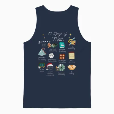 Christmas 12 Days of Math Math Teacher Xmas Stem Stems Unisex Tank Top - Navy