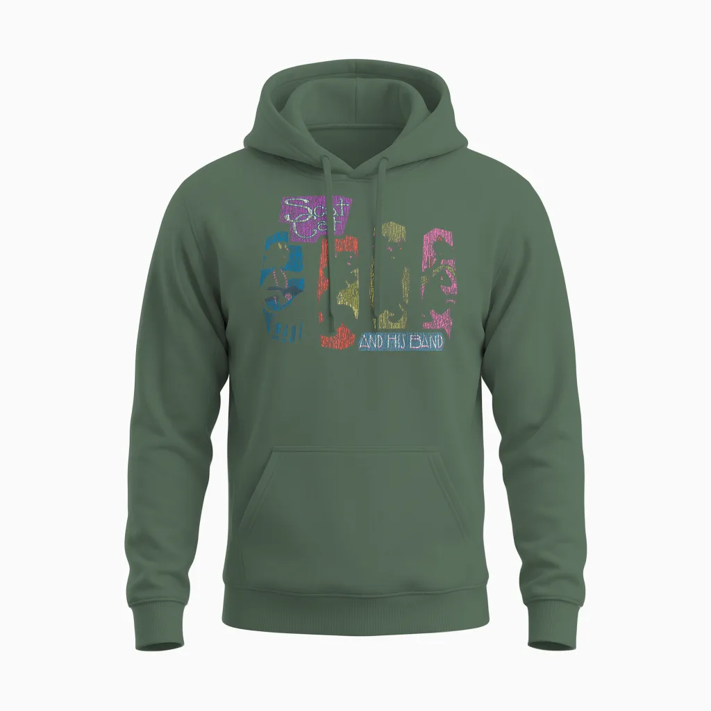 Disney the Aristocats Scat Cat and His Band T-Shirt, Black, S Unisex Hoodie in Military Green