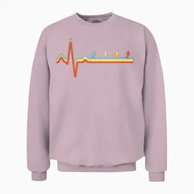Ski Retro Heartbeat Unisex Sweatshirt - Light Pink
