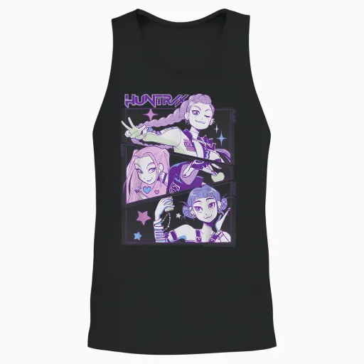 Kpop Demon Hunters Halloween Huntrix Cute Animated Panels Unisex Tank Top - Black