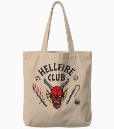 Stranger Things 4 Hellfire Club Logo Tote Bags - Natural