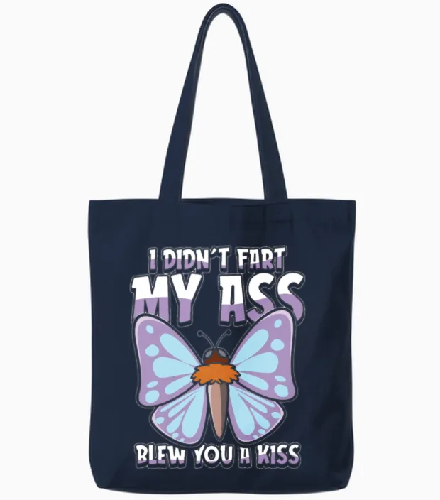 Butterfly Funny Tote Bags in Navy