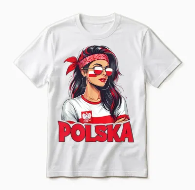 Poland Flag Woman Sunglasses Girls Polska T-Shirt, Black Unisex T-Shirt - White