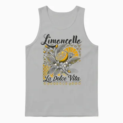 Limoncello | La Dolce Vita Social Club Zitronen Backprint Unisex Tank Top - Ash