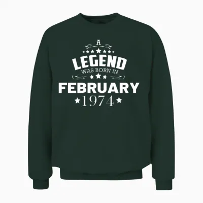 February 1974 Birthday Vintage Unisex Sweatshirt - Forest