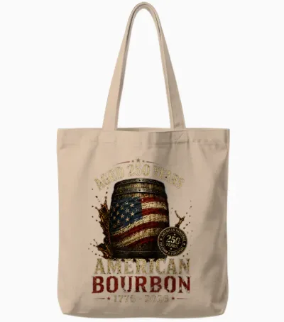 Retro Bourbon Built America Patriotic Whiskey 250 Years Tote Bags - Natural