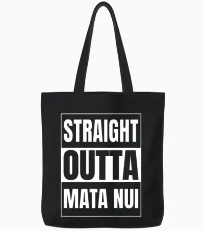 Straight Outta Mata Nui Etymology Tote Bags - Black