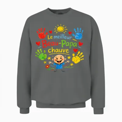 Gift Beautiful Bald Dad Funny Father's Day Christmas Unisex Sweatshirt - Graphite Heather