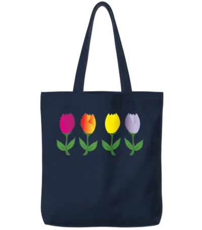 Tulips, Tulips Gifts, Tulip Flower, Tulip Merch, Tote Bags - Navy