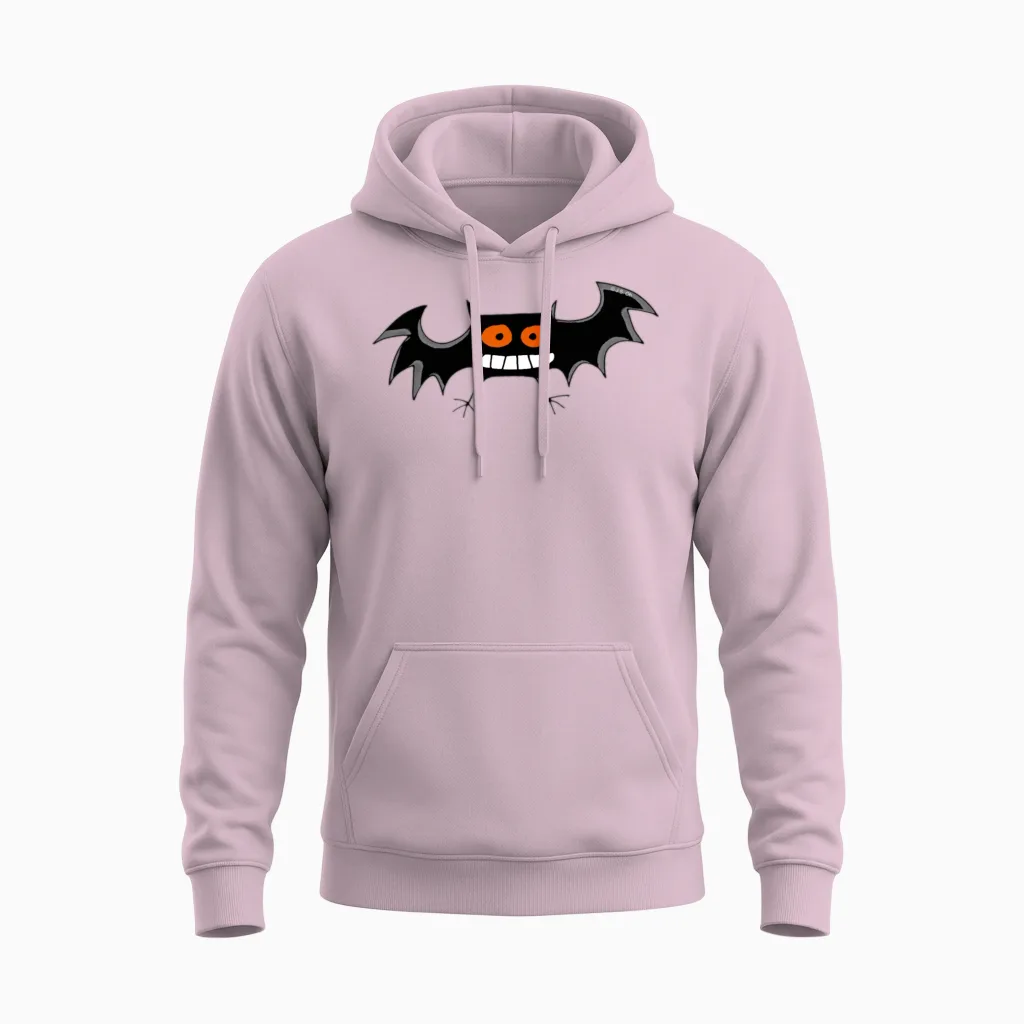 Funny Black Bat Unisex Hoodie in Light Pink
