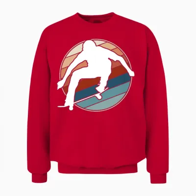 Retro Skateboarder Unisex Sweatshirt - Red