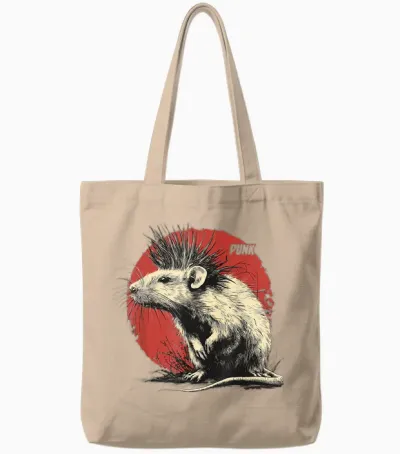 Punk Rock Rat Tote Bags - Natural