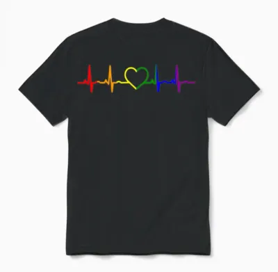 Lgbt Gay Pride Heartbeat Rainbow Csd Unisex T-Shirt - Black
