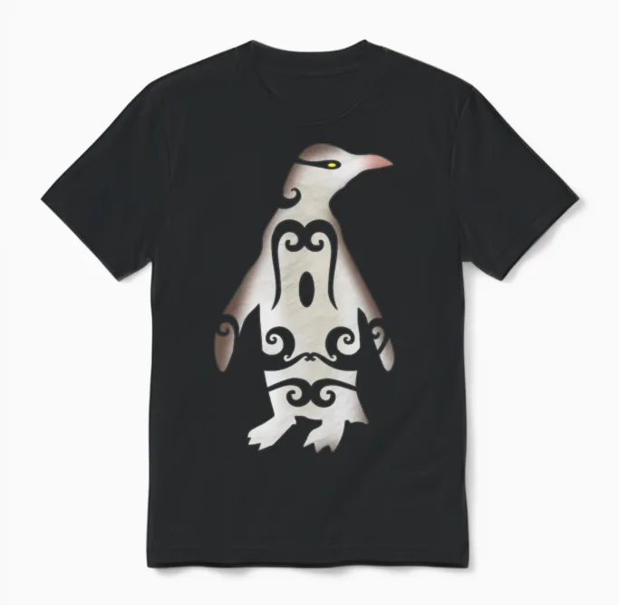 Maori Hoiho Yellow-Eyed Penguin Tribal Tattoo Gift Unisex T-Shirt in Black