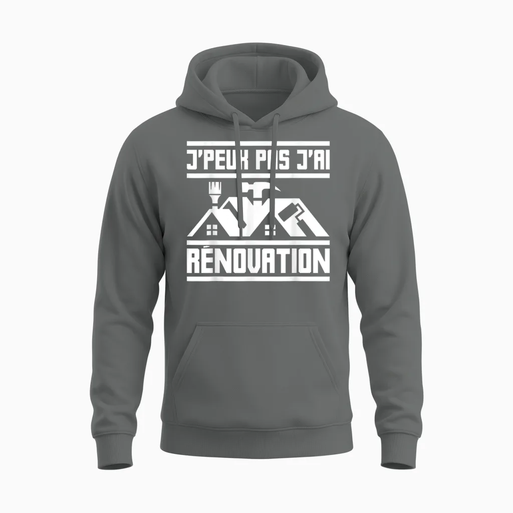 J'peux Pas Je Ai Rénovation | Homework Rehabilitation T-Shirt, Black, S Unisex Hoodie in Graphite Heather
