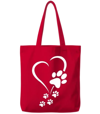 Dog Paw Heart Baby Dogs - Dog Paws Hearts Dog Paw Tote Bags - Red