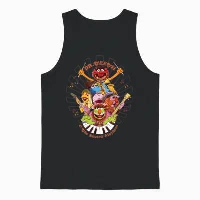 Disney the Muppets Dr Teeth & Electric Mayhem Keyboard Band T-Shirt, Black Unisex Tank Top - Black