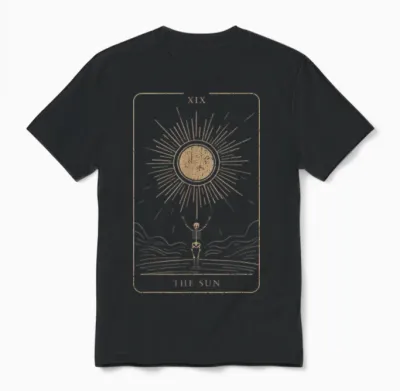 Spiritual Tarot Card Mystical Edgy Esoteric Streetwear T-Shirt, Black Unisex T-Shirt - Black