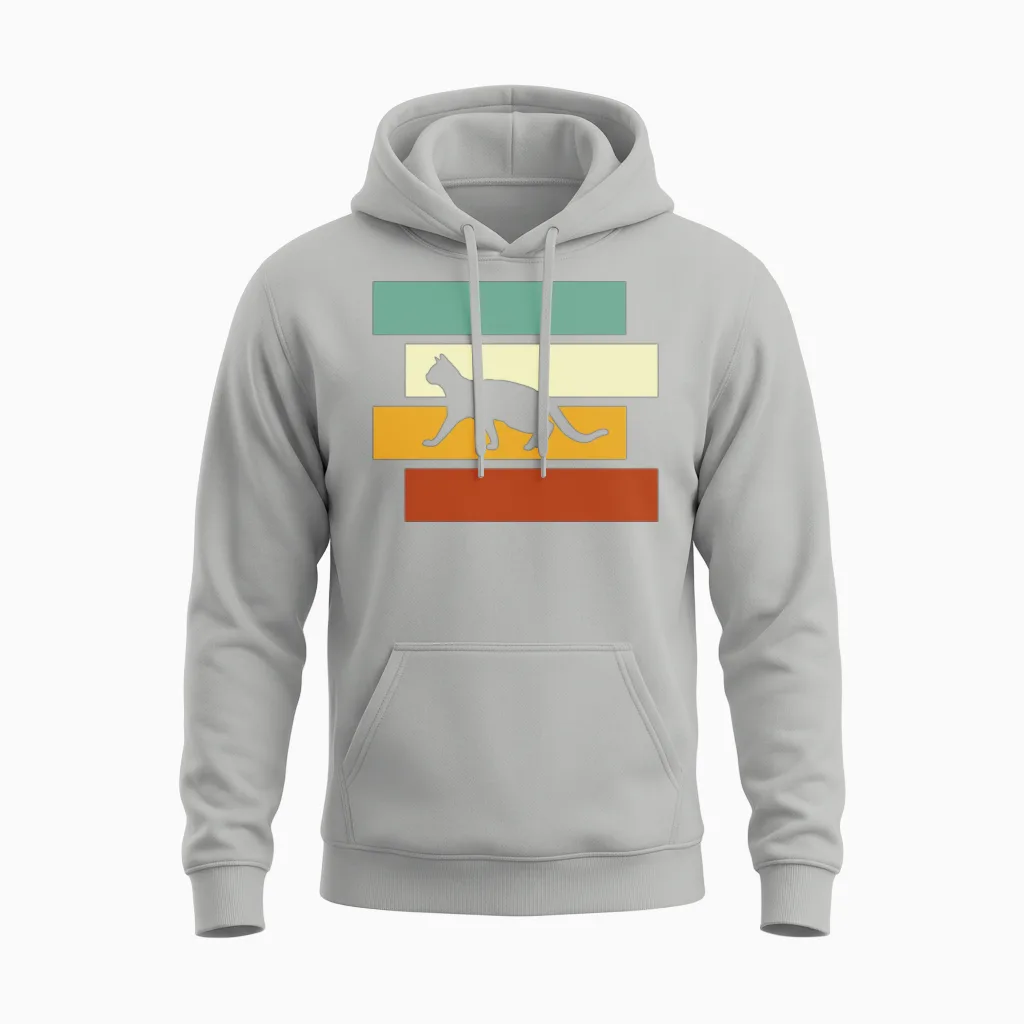 Cat Retro Lovers Unisex Hoodie in Ash