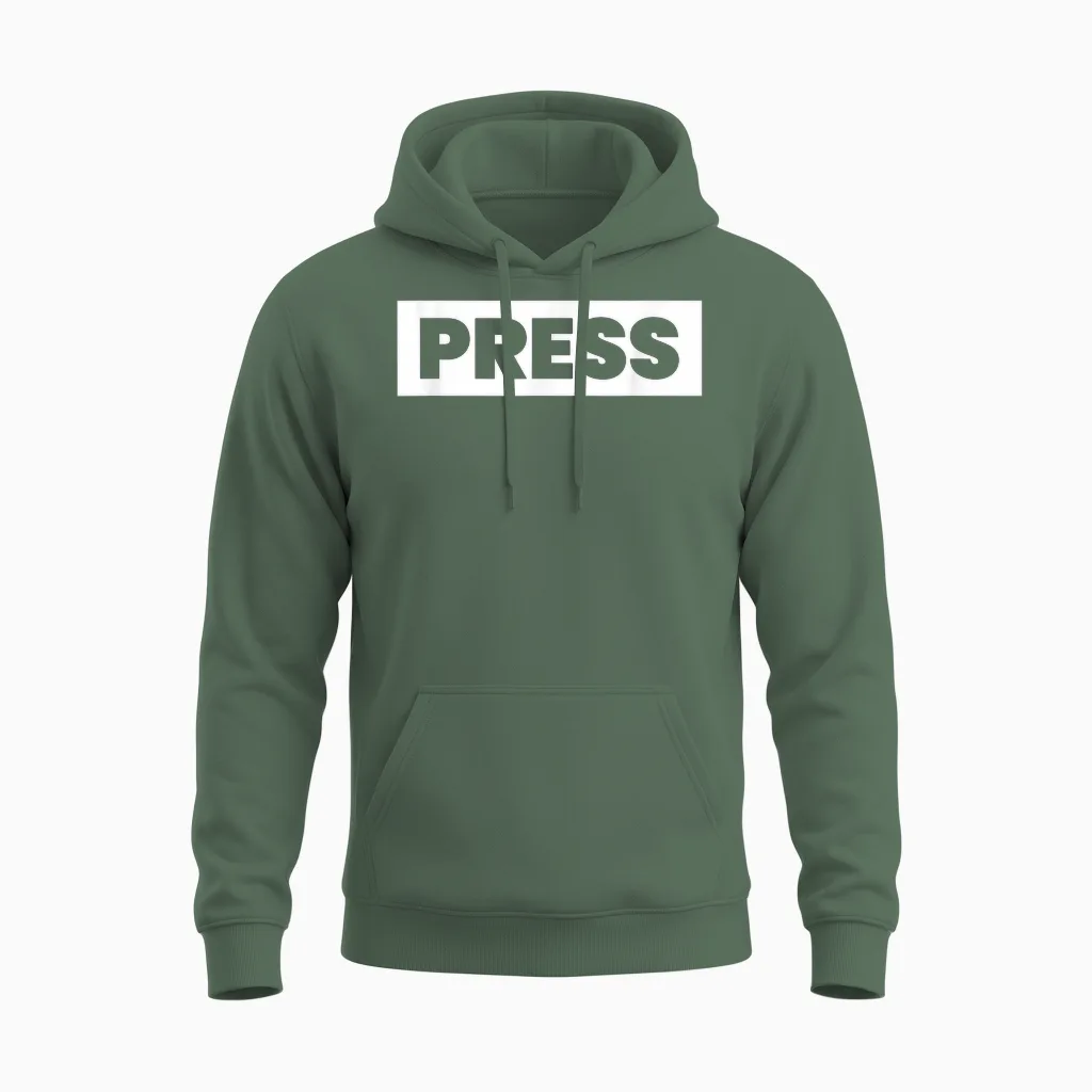 Press Design Saying Press Media News Journalists Press Unisex Hoodie in Military Green