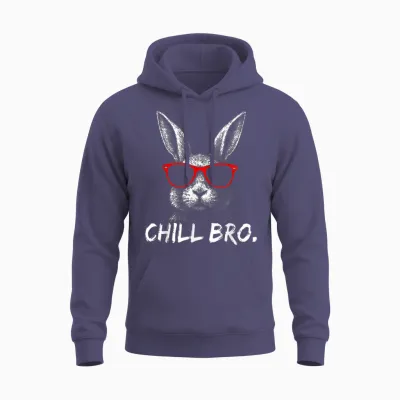 Chill Bro Cool Rabbit with Sunglasses Gamer Rabbit Easter Unisex Hoodie - Heather Sport Dark Navy