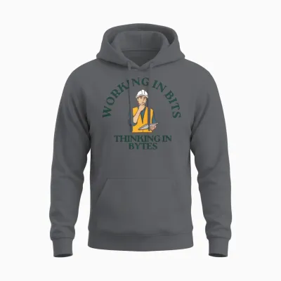 Working in Bits Thingking in Bytes Unisex Hoodie - Charcoal