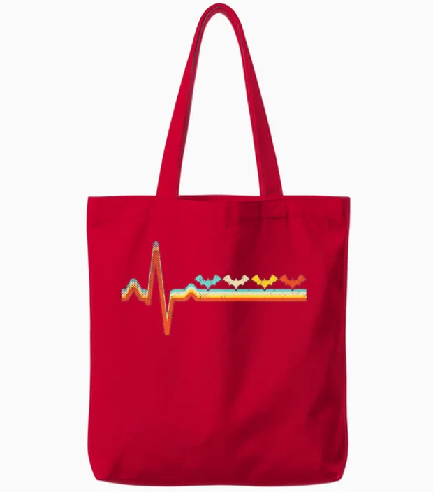 Bat Retro Tote Bags in Red