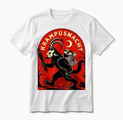Krampusnacht Shirt Merry Krampus Satanic Christmas Horror Unisex T-Shirt - White