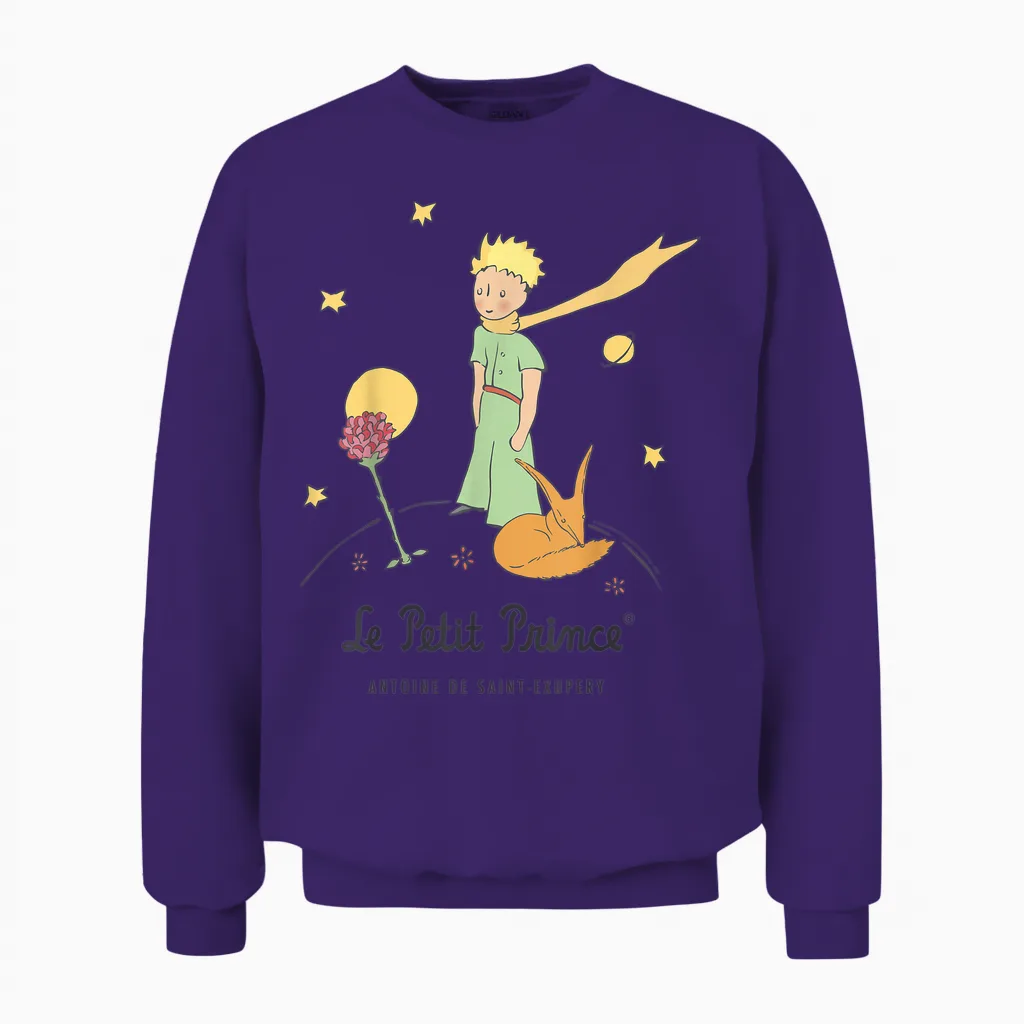 Le Petit Prince Stars Fox Pink Planet Unisex Sweatshirt in Purple