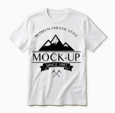 Retro Authentic Style Mockup for Light Unisex T-Shirt - White