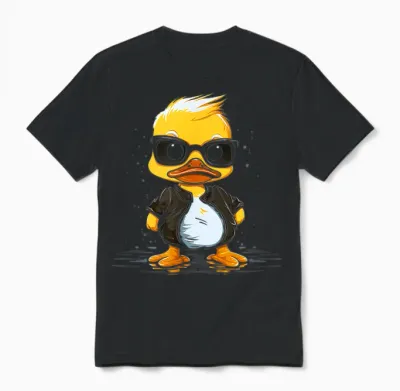Kleine Gelbe Ente Mit Sonnenbrille/lustiges 80er Jahre Enten Unisex T-Shirt - Black