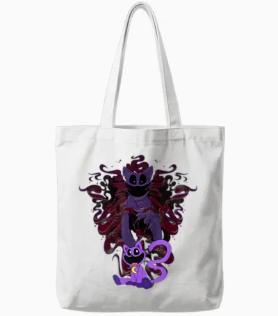 Poppy Playtime Catnap Shows His Bigger Bodie in the Shadows Tote Bags - White