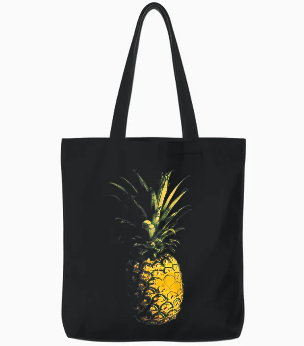 Graphic Art Pineapple Fruit Pineapple T-Shirt, Black, S Tote Bags in Black