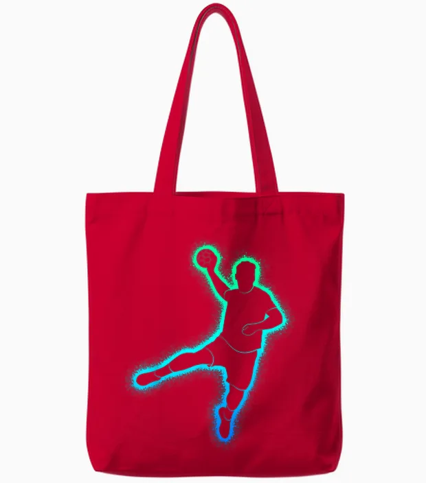 Handball Player Children's Handballer Men's Boys Handball T-Shirt, Black, S Tote Bags in Red