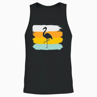 Flamingo Retro Unisex Tank Top - Black