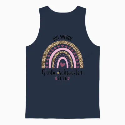 Children's T-Shirt with German Text "ich Werde Große Schwester 2026" [german Language], Black, S Unisex Tank Top - Navy