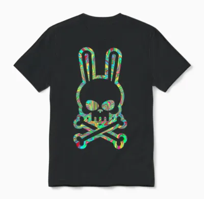 Funny Easter Bunny Retro Tie Dye Bunny Skull Cross Bone Unisex T-Shirt - Black